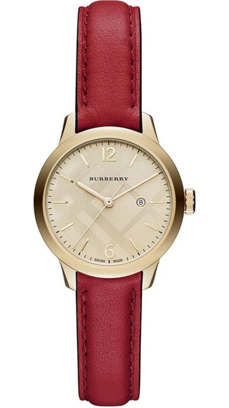 Buy Shop Burberry The Classic Gold Dial Red Leather Strap Watch for Women - BU10102 USA Online