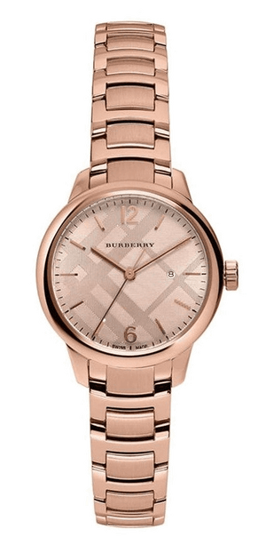 Burberry The Classic Rose Gold Dial Rose Gold Steel Strap Watch for Women - BU10116