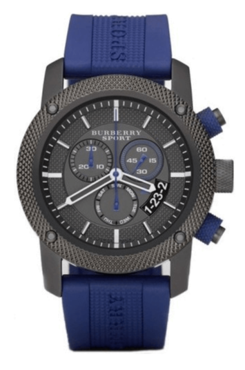 Buy Shop Burberry Sports Chronograph Black Dial Blue Rubber Strap Watch for Men - BU7714 USA Online
