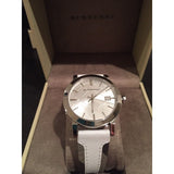 Buy Shop Burberry The City Silver Dial White Leather Strap Watch for Women - BU9019 USA Online