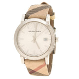 Buy Shop Burberry The City Nova Silver Dial White Leather Strap Watch for Women - BU9022 USA Online