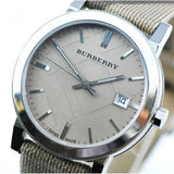 Buy Shop Burberry The City Nova Beige Dial Grey Leather Strap Watch for Women - BU9023 USA Online