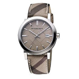 Buy Shop Burberry The City Grey Dial Checked Grey Leather Strap Watch for Women - BU9118 USA Online