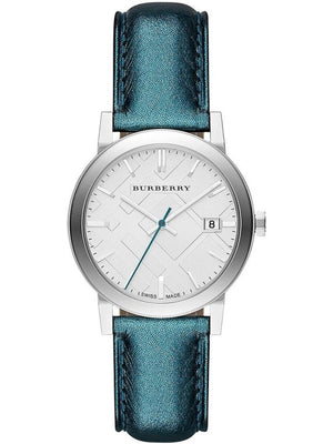 Buy Shop Burberry White Dial Turquoise Leather Strap Watch for Women - BU9120 USA Online