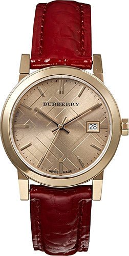 Buy Shop Burberry The City Gold Dial Red Leather Strap Watch for Women - BU9140 USA Online