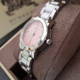 Burberry The City Diamonds Pink Dial Silver Steel Strap Watch for Women - BU9223