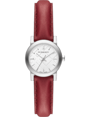 Buy Shop Burberry The City Silver Dial Red Strap Watch for Women - BU9232 USA Online