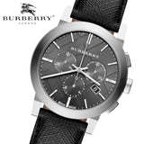 Burberry The City Grey Dial Black Leather Strap Watch for Men - BU9359