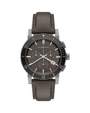 Buy Shop Burberry The City Chronograph Ion Plated Grey Dial Grey Leather Strap Watch for Men - BU9384 USA Online