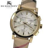 Buy Shop Burberry The City White Dial Haymarket Beige Leather Strap Watch for Women - BU9752 USA Online