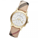 Buy Shop Burberry The City White Dial Haymarket Beige Leather Strap Watch for Women - BU9752 USA Online