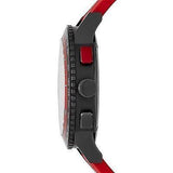 Burberry The City Chronograph Black Dial Red Rubber Strap Watch For Men - BU9805