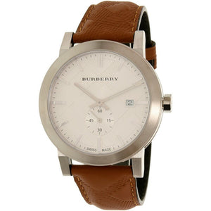 Buy Shop Burberry The City Silver Dial Brown Leather Strap Watch for Men - BU9904 USA Online