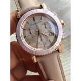 Buy Shop Burberry Chronograph Rose Gold Dial Beige Leather Strap Watch for Women - BU9704 USA Online
