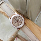 Buy Shop Burberry Chronograph Rose Gold Dial Beige Leather Strap Watch for Women - BU9704 USA Online