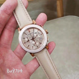 Buy Shop Burberry Chronograph Rose Gold Dial Beige Leather Strap Watch for Women - BU9704 USA Online