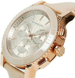 Buy Shop Burberry Chronograph Rose Gold Dial Beige Leather Strap Watch for Women - BU9704 USA Online
