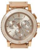 Buy Shop Burberry Chronograph Rose Gold Dial Beige Leather Strap Watch for Women - BU9704 USA Online