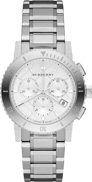 Buy Shop Burberry City Chronograph White Dial Silver Steel Strap Watch For Women - BU9700 USA Online