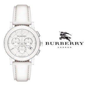 Buy Shop Burberry City Chronograph White Dial White Leather Strap Watch For Women - BU9701 USA Online