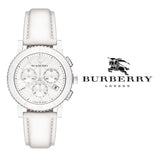 Buy Shop Burberry City Chronograph White Dial White Leather Strap Watch For Women - BU9701 USA Online