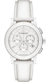 Buy Shop Burberry City Chronograph White Dial White Leather Strap Watch For Women - BU9701 USA Online