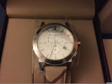 Buy Shop Burberry The City Chronograph White Dial Haymarket Leather Strap Watch For Men - BU9360 USA Online