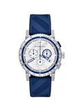 Buy Shop Burberry City Sport Chronograph White Dial Blue Rubber Strap Watch For Men - BU9808 USA Online