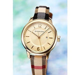 Buy Shop Burberry Classic Champagne Gold Dial Horseferry Leather Strap Watch for Women - BU10104 USA Online
