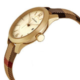 Buy Shop Burberry Classic Champagne Gold Dial Horseferry Leather Strap Watch for Women - BU10104 USA Online