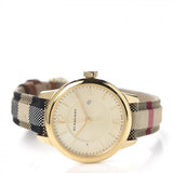 Buy Shop Burberry Classic Champagne Gold Dial Horseferry Leather Strap Watch for Women - BU10104 USA Online