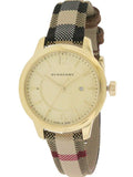 Buy Shop Burberry Classic Champagne Gold Dial Horseferry Leather Strap Watch for Women - BU10104 USA Online