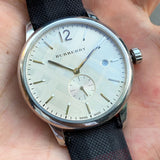 Buy Shop Burberry Classic Round Cream Dial Black Leather Strap Watch for Men - BU10008 USA Online
