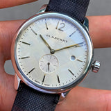 Buy Shop Burberry Classic Round Cream Dial Black Leather Strap Watch for Men - BU10008 USA Online