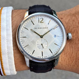 Buy Shop Burberry Classic Round Cream Dial Black Leather Strap Watch for Men - BU10008 USA Online