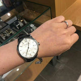 Buy Shop Burberry Classic Round Cream Dial Black Leather Strap Watch for Men - BU10008 USA Online