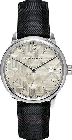 Buy Shop Burberry Classic Round Cream Dial Black Leather Strap Watch for Men - BU10008 USA Online
