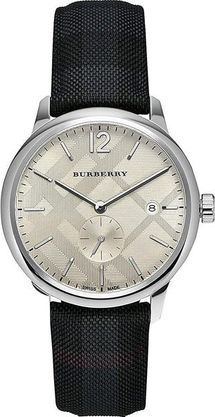 Buy Shop Burberry Classic Round Cream Dial Black Leather Strap Watch for Men - BU10008 USA Online