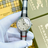 Buy Shop Burberry Classic Stone Silver Dial Horseberry Black Leather Strap Watch for Women - BU10103 USA Online