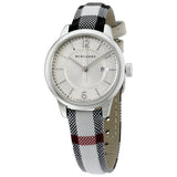 Buy Shop Burberry Classic Stone Silver Dial Horseberry Black Leather Strap Watch for Women - BU10103 USA Online
