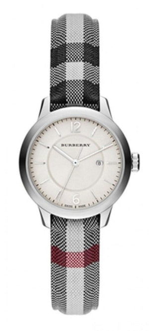 Buy Shop Burberry Classic Stone Silver Dial Horseberry Black Leather Strap Watch for Women - BU10103 USA Online