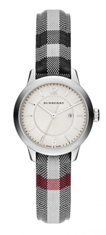 Buy Shop Burberry Classic Stone Silver Dial Horseberry Black Leather Strap Watch for Women - BU10103 USA Online
