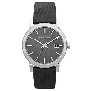Buy Shop Burberry Heritage Grey Dial Black Leather Strap Watch for Men - BU9024 USA Online