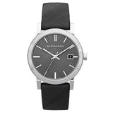 Burberry Heritage Grey Dial Black Leather Strap Watch for Men - BU9024