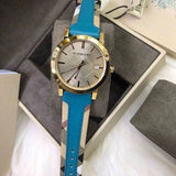 Buy Shop Burberry Heritage Gold Dial Blue Leather Strap Watch for Women - BU9112 USA Online