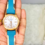 Buy Shop Burberry Heritage Gold Dial Blue Leather Strap Watch for Women - BU9112 USA Online