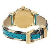 Buy Shop Burberry Heritage Gold Dial Blue Leather Strap Watch for Women - BU9112 USA Online