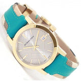 Buy Shop Burberry Heritage Gold Dial Blue Leather Strap Watch for Women - BU9112 USA Online