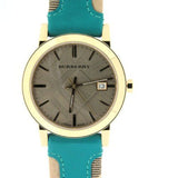 Buy Shop Burberry Heritage Gold Dial Blue Leather Strap Watch for Women - BU9112 USA Online