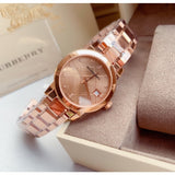 Buy Shop Burberry Heritage Rose Gold Dial Rose Gold Steel Strap Watch for Women - BU9215 USA Online